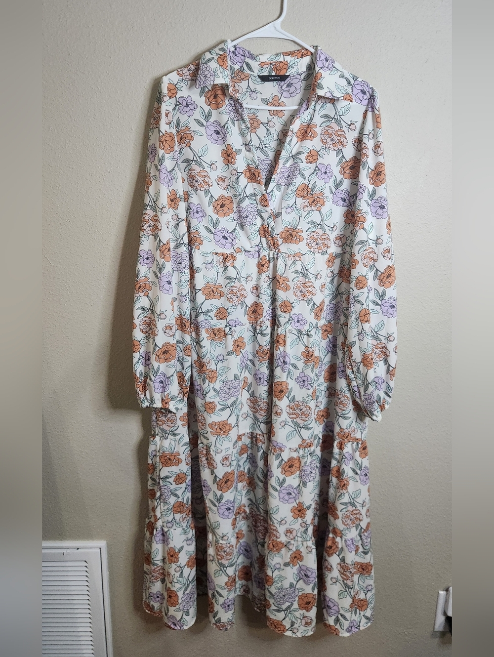 Dokotoo Womens Floral Long Sleeve Dress Size XL Ruffle Spring